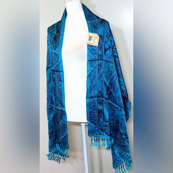 Women’s Kalanjali 100% Pure Silk Multicolor Blue NWT - Picture 8 of 11
